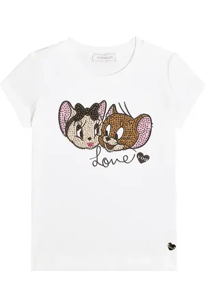 MONNALISA Embellished cotton-blend T-shirt