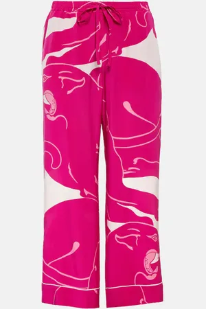 VALENTINO Panther crÃªpe de chine pants
