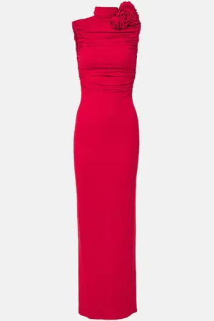 MAGDA BUTRYM Floral-appliquÃ© ruched jersey gown