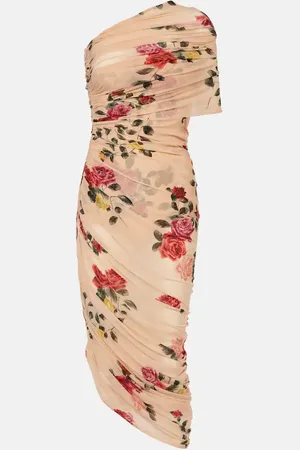 MAGDA BUTRYM Floral draped one-shoulder midi dress