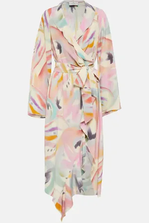 Etro Printed asymmetric wrap midi dress