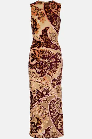 Etro Paisley velvet and tulle jacquard midi dress
