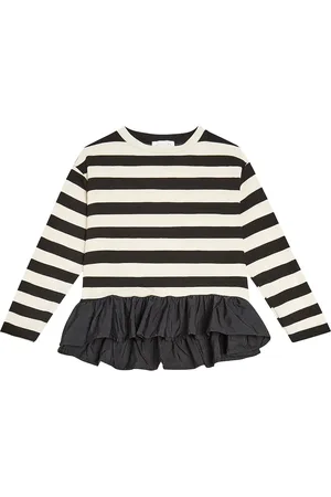 MONNALISA Striped jersey and satin top