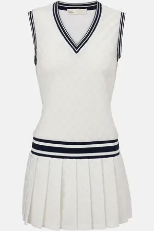 Tory Burch Pleated terry jacquard tennis dress