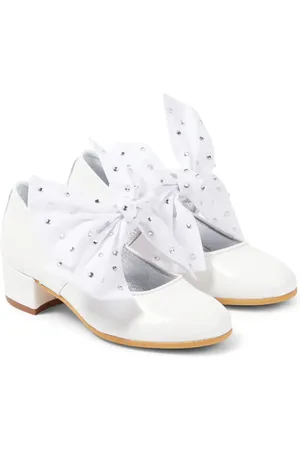 MONNALISA Bow-detail patent leather Mary Jane pumps