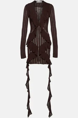 DION LEE Ruffled pointelle minidress