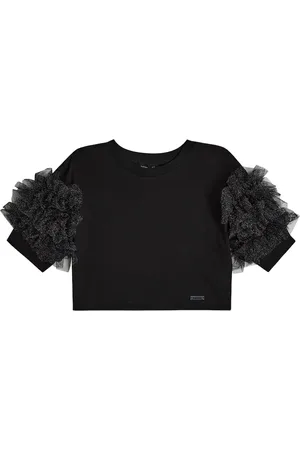 MONNALISA Tulle-trimmed cotton jersey T-shirt