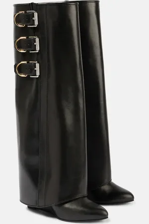 Givenchy Shark Lock Buckles 90 leather knee-high boots