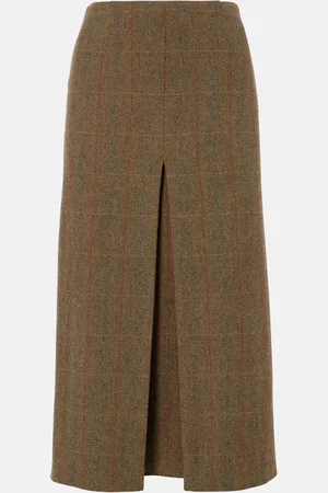 Loro Piana Checked wool and cashmere midi skirt