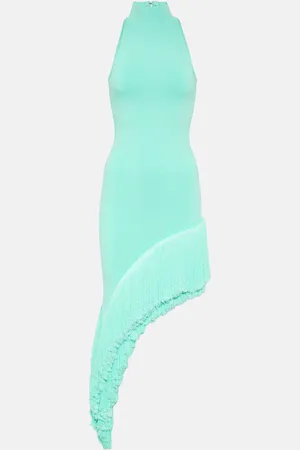 DAVID KOMA Fringed knitted midi dress