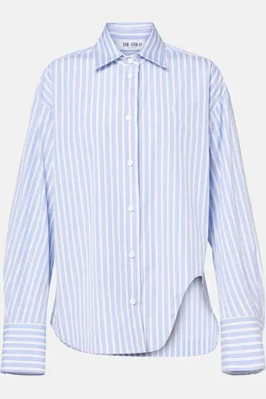 The Attico Eliza asymmetric striped cotton shirt