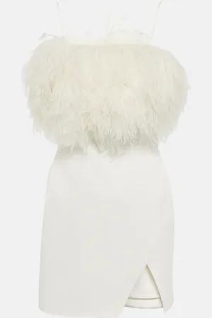DAVID KOMA Feather-trimmed minidress