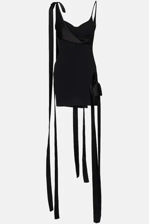 DAVID KOMA Bow-detail satin and cady minidress