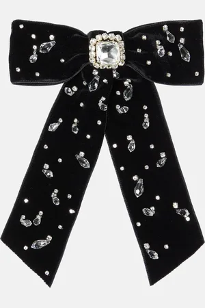 Jennifer Behr Alva bow embellished velvet barrette