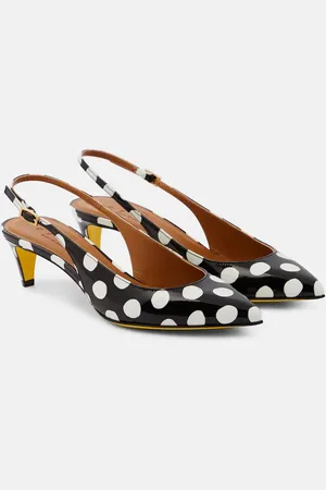 Marni Polka-dot patent leather slingback pumps