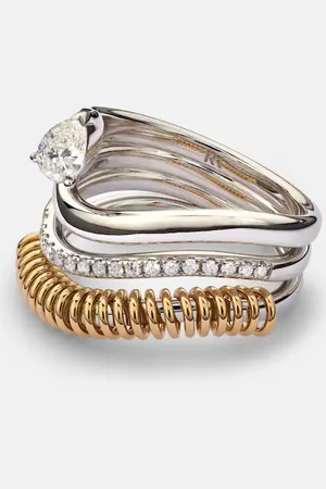 Rainbow K Versus Pear 18kt gold and white gold ring with diamonds