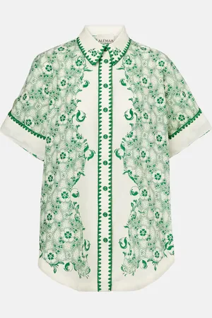 ALÉMAIS Olive printed cotton and silk shirt