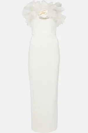 Alessandra Rich Organza-trimmed cady bustier gown