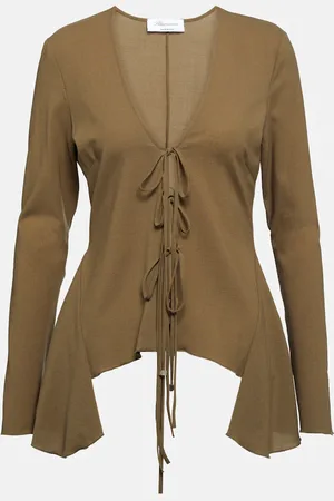 BLUMARINE Ruffled tie-front wool-blend blouse