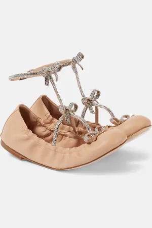 RENE CAOVILLA Caterina bow-detail leather ballet flats