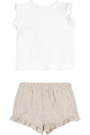 Il gufo Baby linen shirt and shorts set