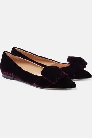 Gianvito Rossi Bow-detail velvet ballet flats