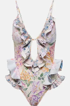 ZIMMERMANN Halliday Waterfall Frill ruffled floral swimsuit
