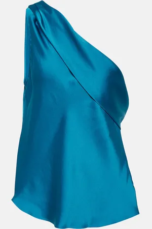 Simkhai Lexy draped one-shoulder satin top