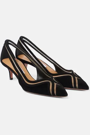 Aquazzura Vila 50 mesh-trimmed suede pumps