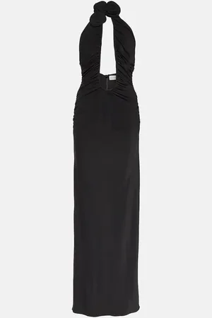 MAGDA BUTRYM Floral-appliquÃ© ruched jersey gown