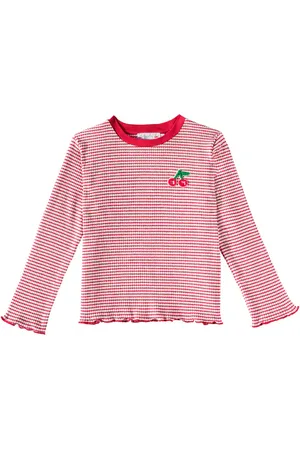 BONPOINT Gabie striped embroidered cotton top