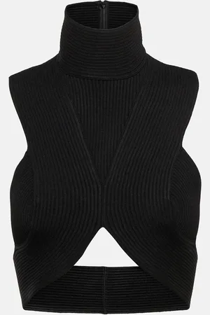 Alaïa Ribbed-knit halterneck crop top