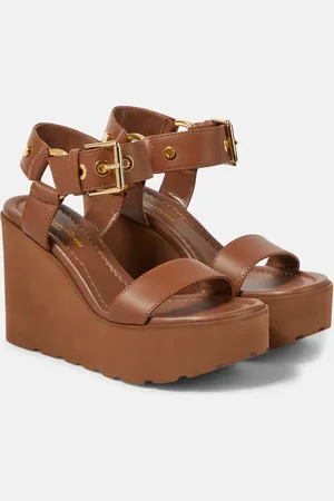 Gianvito Rossi Leather platform wedge sandals