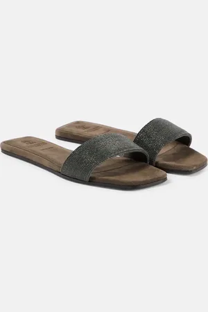 Brunello Cucinelli Embellished suede sandals