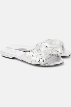Bottega Veneta Blink Intrecciato metallic leather mules