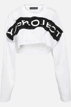 Y / PROJECT Logo cotton jersey crop top