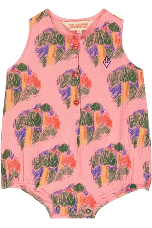 The Animals Observatory Baby Pink House Butterfly cotton bodysuit