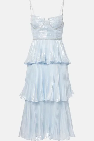 Self-Portrait Feather-trimmed silk-blend chiffon gown