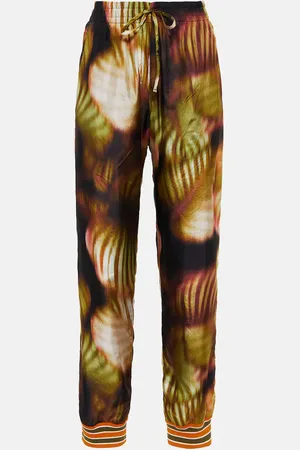 DRIES VAN NOTEN Printed silk and cotton pants