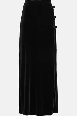 Ganni Bow-detail velvet jersey maxi skirt