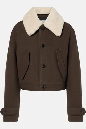 Ami Shearling-trimmed virgin wool jacket