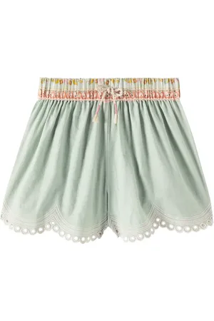 ZIMMERMANN Tallow lace-trimmed cotton shorts