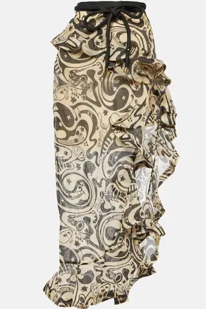 ZIMMERMANN Matchmaker linen and silk midi skirt