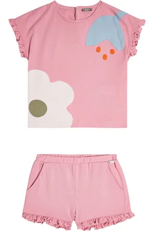 Il gufo Baby cotton jersey top and shorts set