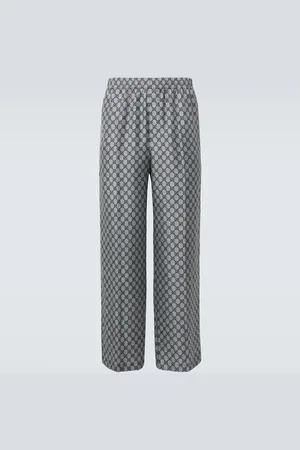 Gucci GG silk twill wide-leg pants
