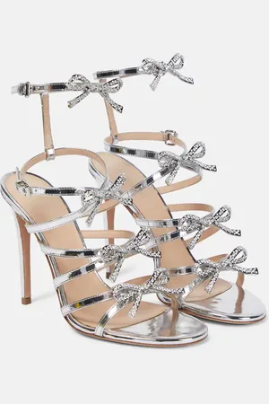 Giambattista Valli Silver Love Bow embellished sandals
