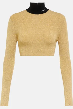 Prada LamÃ© cropped turtleneck sweater