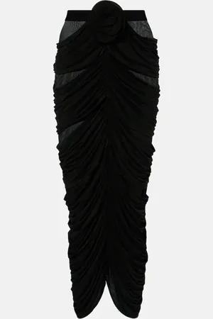 MAGDA BUTRYM Floral-appliquÃ© ruched midi skirt
