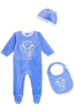 Kenzo Baby cotton-blend onesie, bib, and beanie set