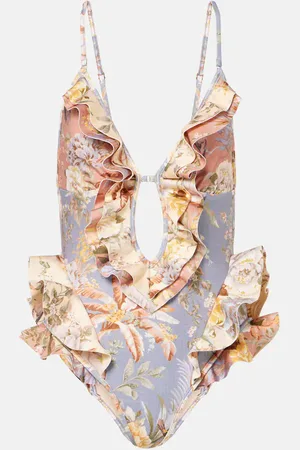 ZIMMERMANN Tallow Waterfall ruffled floral swimsuit